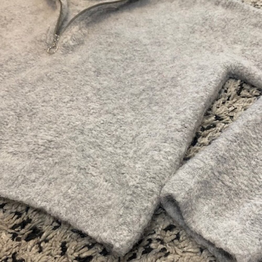 Wilfred Free Gwyneth Alpaca Wool 1/4 Zip Sweater Grey Size S - Picture 3 of 13